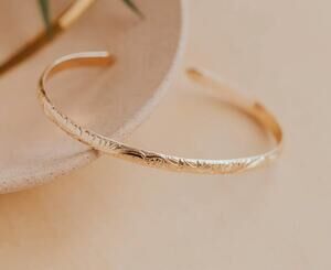 NEW HELLO ADORN women's flora cuff bracelet in yellow gold